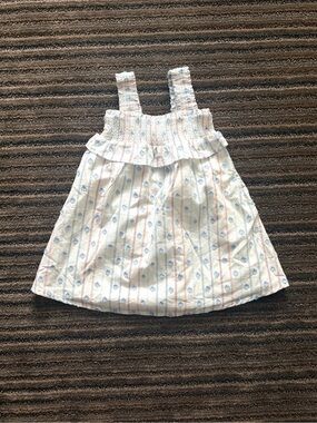 Cat & Jack White Dress with Blue and Pink Stripe Print